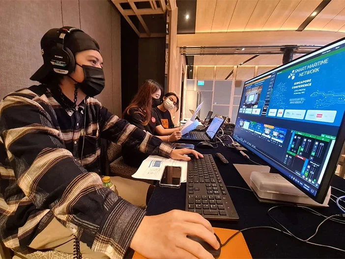 Audience watching a corporate live stream