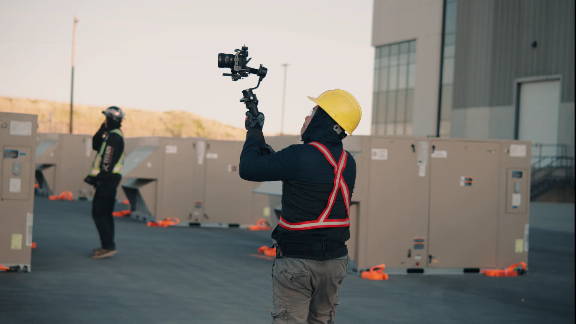 Storimatic crew filming an Omega 2000 concrete pour