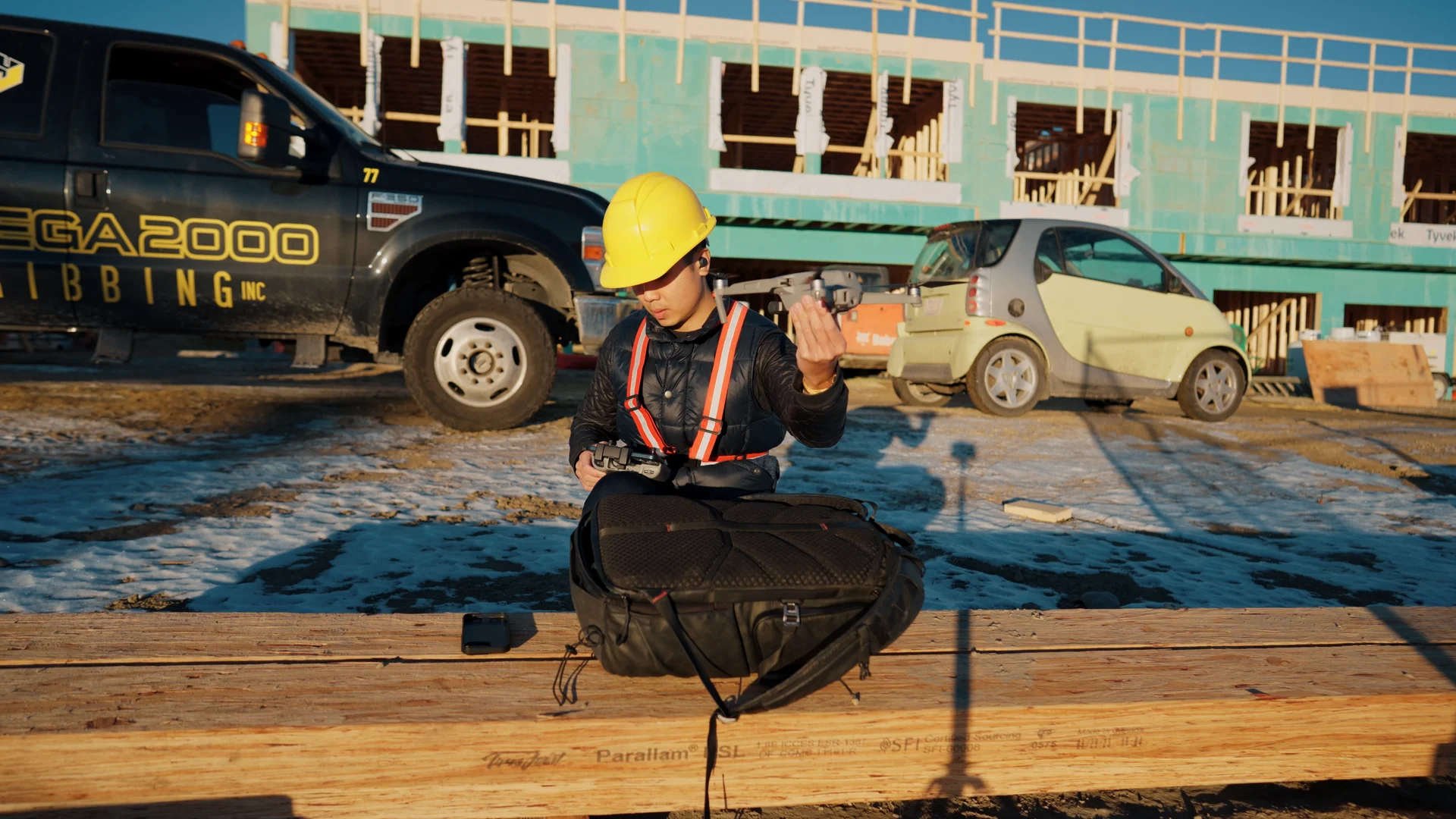 Drone view of a Calgary job site