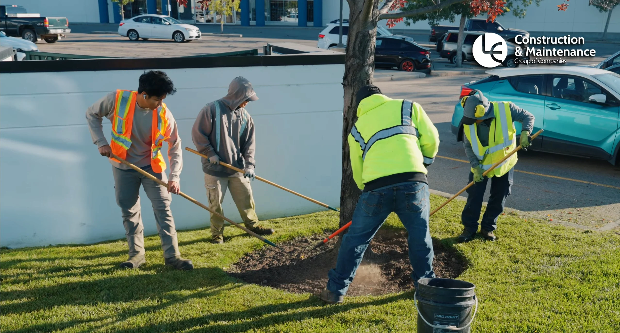 LECM landscaping crew working on a commercial property