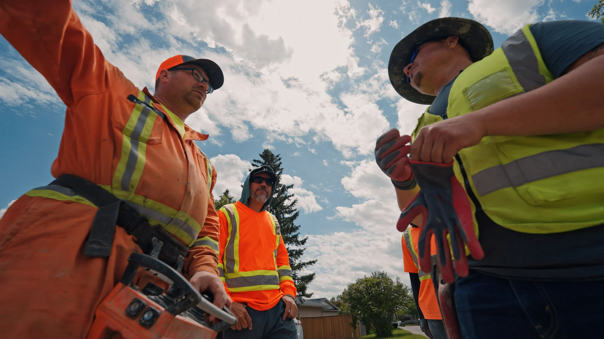 A Calgary construction site being filmed by drone